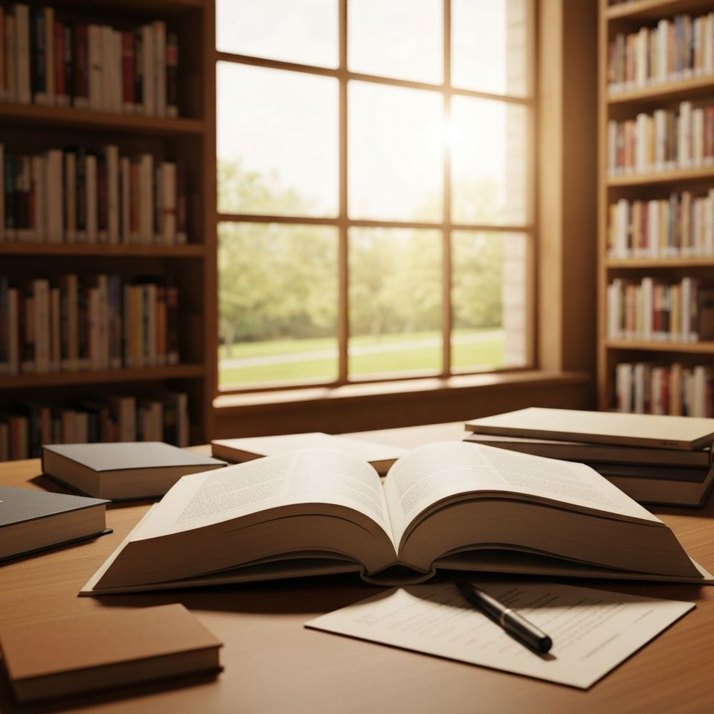 Open book with natural light in study setting